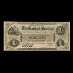 Canada, Bank of Montreal, 1 dollar : August 1, 1856