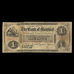 Canada, Bank of Montreal, 1 dollar : August 1, 1856