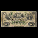 Canada, Bank of Ottawa (The), 5 dollars : November 2, 1874