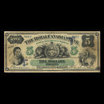 Canada, Royal Canadian Bank, 5 dollars : July 26, 1865