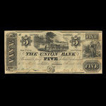 Canada, Union Bank, 5 dollars : August 1, 1838