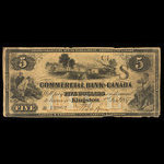 Canada, Commercial Bank of Canada, 5 dollars : January 2, 1857