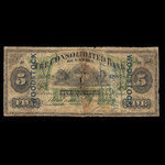 Canada, Consolidated Bank of Canada, 5 dollars : July 1, 1876