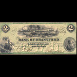 Canada, Bank of Brantford, 2 dollars : November 1, 1859