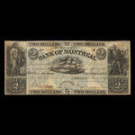 Canada, Bank of Montreal, 2 dollars : June 5, 1837