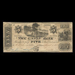 Canada, Union Bank, 5 dollars : August 1, 1838